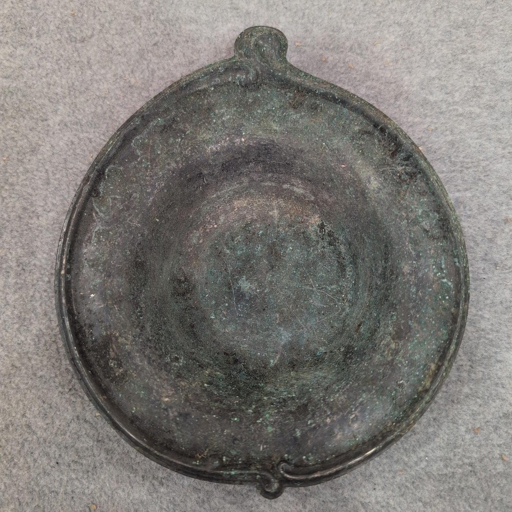 Ancient Bronze Patera Ritual Libation Dish Shallow Bowl with Green Patina - Picture 1 of 4
